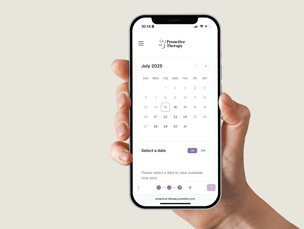 Booking interface showing appointment scheduling