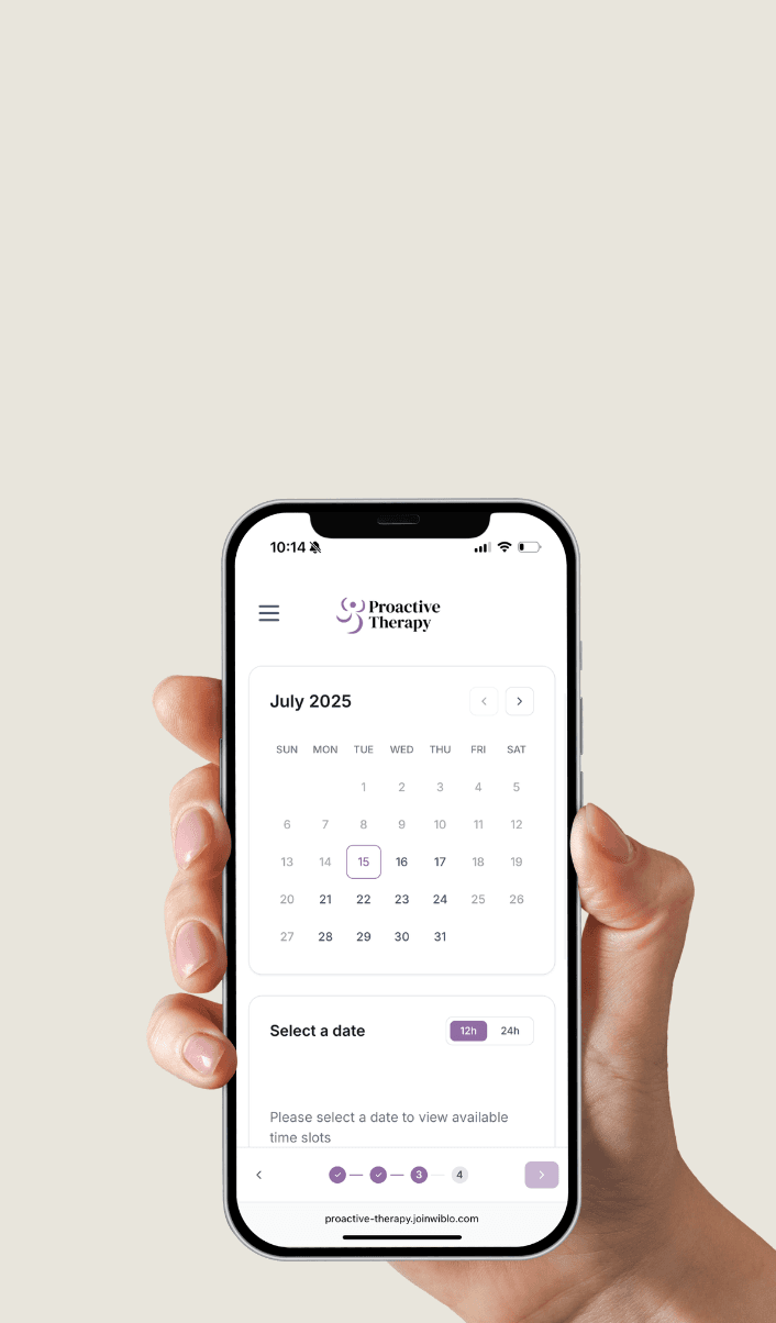 Mobile booking interface showing appointment scheduling