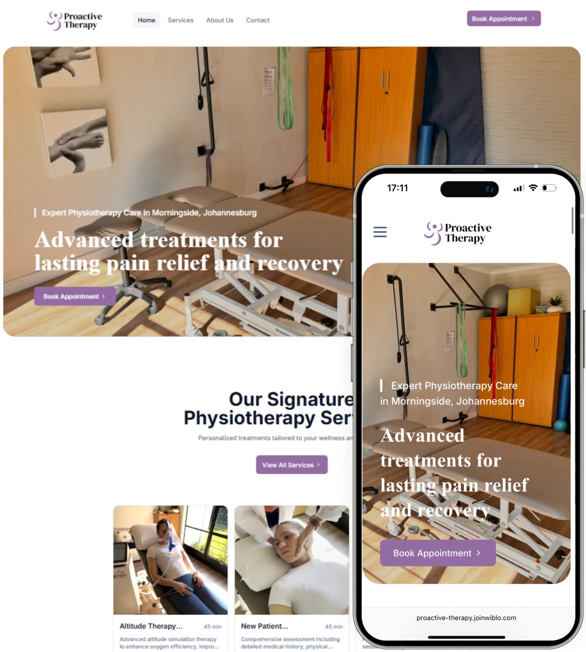 Professional website mockup showing Wiblo website on desktop and mobile devices