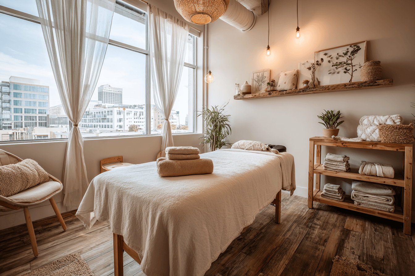 Serene massage therapy room